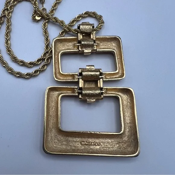 Midcentury Modern Vintage Caroline Rectangles Gold Tone Necklace - Picture 8 of 8